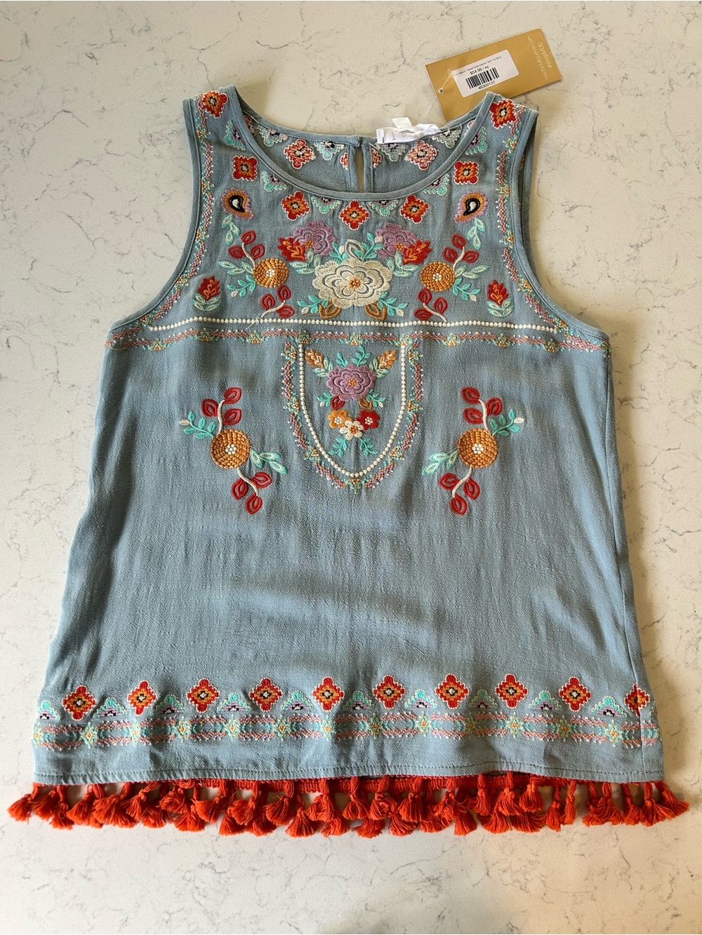 NWT THML The Waylon Tassel Embroidered Tank Top Boho Sleeveless - Picture 14 of 14